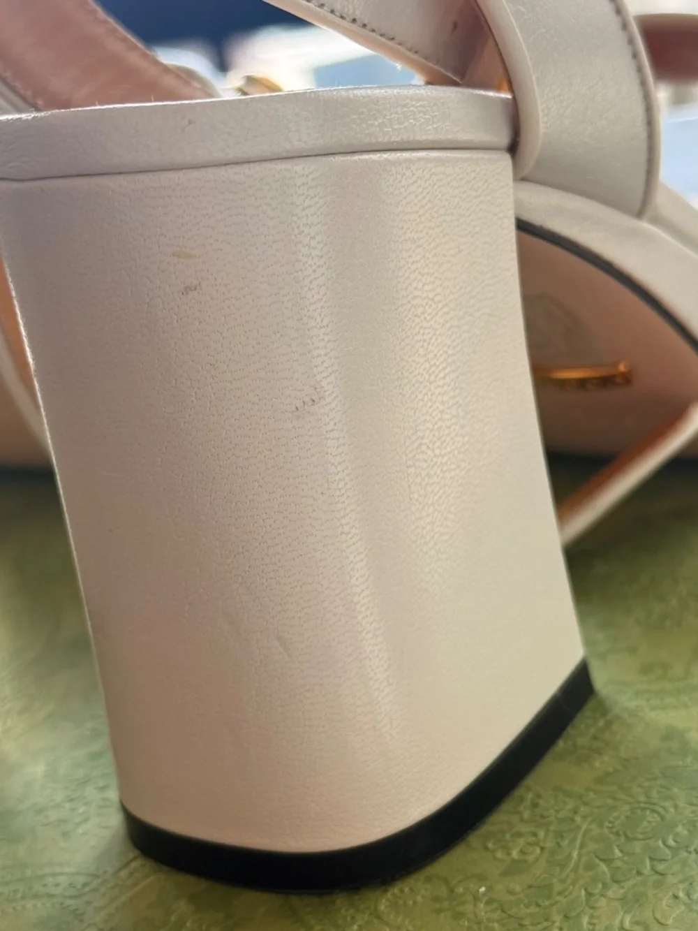 Gucci Horsebit Platform Block Heel Sandals White Leather w/ Box - Picture 5 of 5